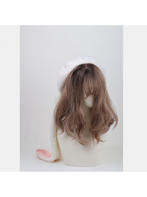 Autumn Winter Cute Lop-Eared Rabbit Sweet Lolita Milky White Long Ears Beret