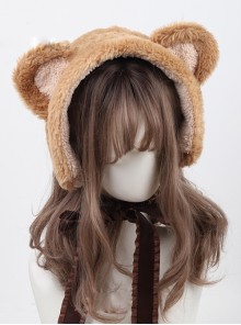 Autumn Winter Cute Bear Ears Windproof Warm Sweet Lolita Brown Plush Earmuffs