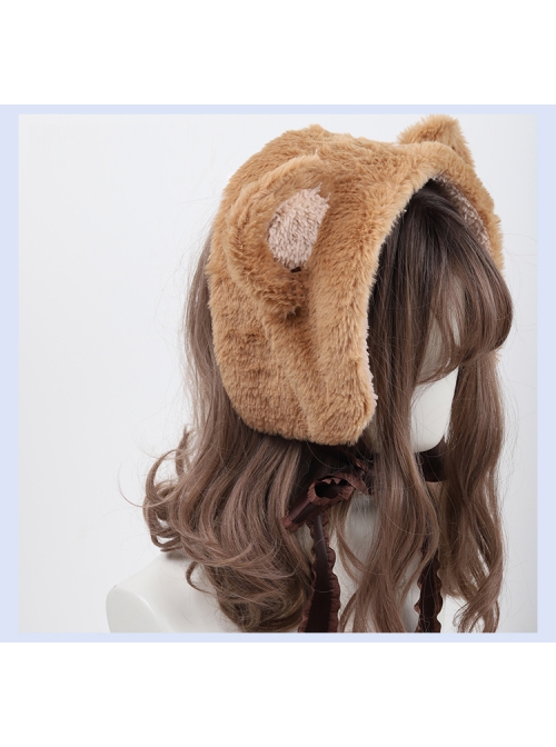 Autumn Winter Cute Bear Ears Windproof Warm Sweet Lolita Brown Plush Earmuffs