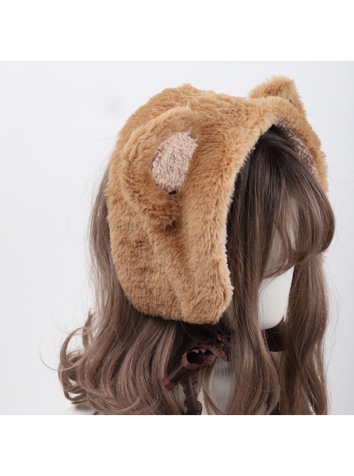 Autumn Winter Cute Bear Ears Windproof Warm Sweet Lolita Brown Plush Earmuffs