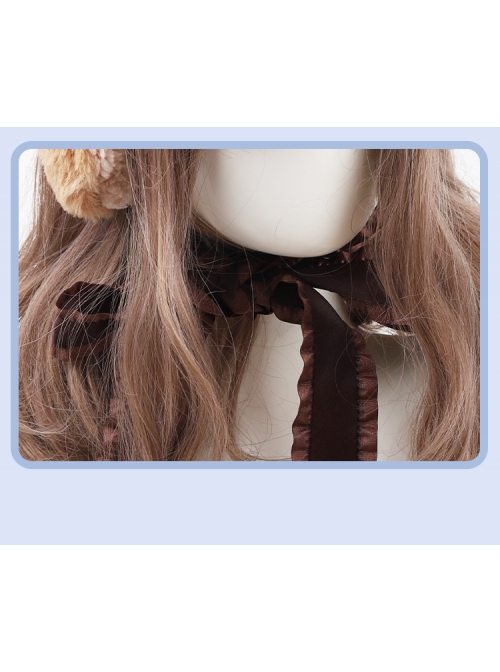 Autumn Winter Cute Bear Ears Windproof Warm Sweet Lolita Brown Plush Earmuffs