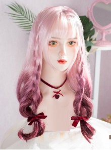 Romance Leaked Series Rose Purple Long Curly Three Color Gradient Wig Sweet Lolita Wigs