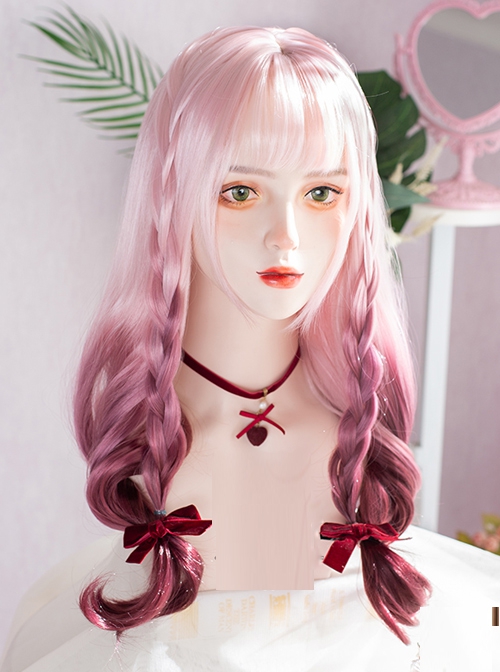 Romance Leaked Series Rose Purple Long Curly Three Color Gradient Wig Sweet Lolita Wigs