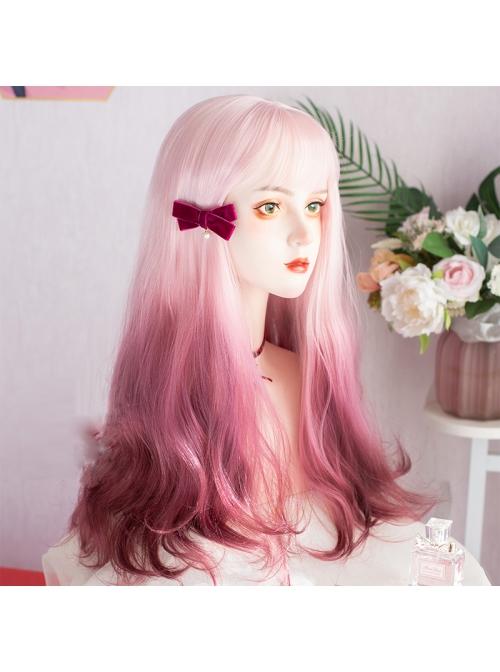 Romance Leaked Series Rose Purple Long Curly Three Color Gradient Wig Sweet Lolita Wigs