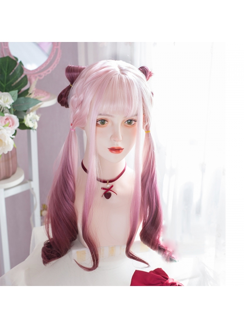 Romance Leaked Series Rose Purple Long Curly Three Color Gradient Wig Sweet Lolita Wigs