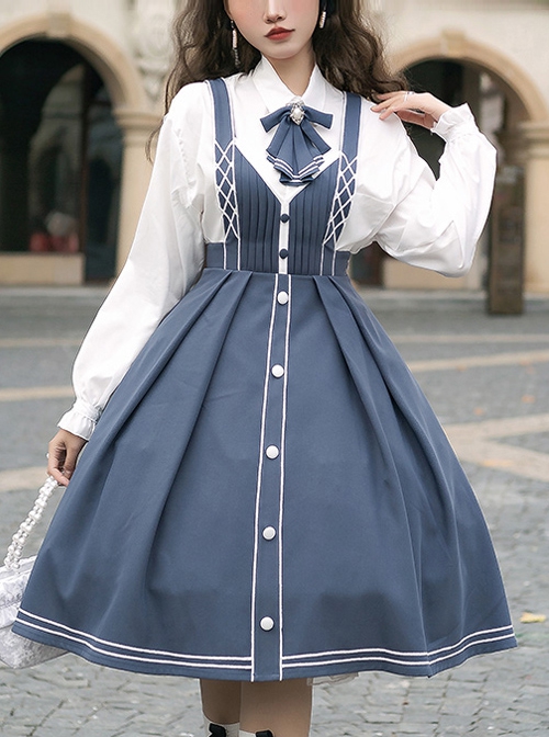 Book Of Lies Series JSK Blue Concise Elegant Classic Lolita Sling Dress