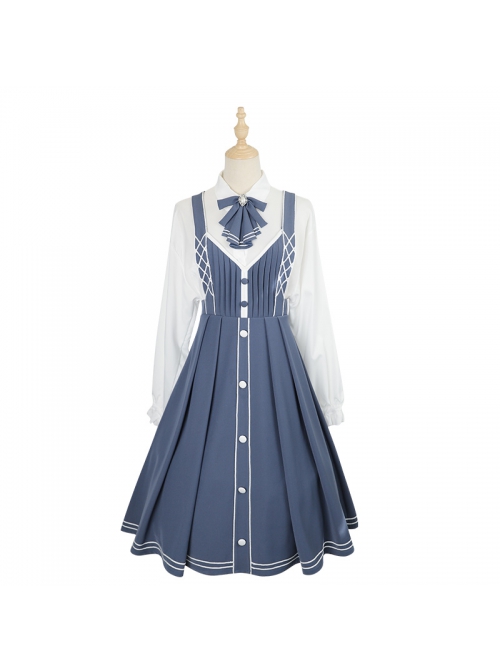 Book Of Lies Series JSK Blue Concise Elegant Classic Lolita Sling Dress