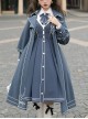 Book Of Lies Series JSK Concise Elegant Military Style Classic Lolita Blue Long Lapel Coat