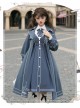 Book Of Lies Series JSK Concise Elegant Military Style Classic Lolita Blue Long Lapel Coat