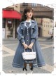 Book Of Lies Series JSK Concise Elegant Military Style Classic Lolita Blue Long Lapel Coat