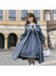 Book Of Lies Series JSK Concise Elegant Military Style Classic Lolita Blue Long Lapel Coat