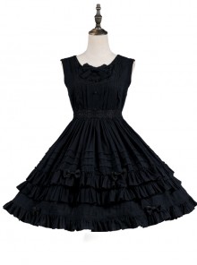 Girl Nelly Series JSK Elegant Cotton Jacquard Pure Color Sweet Lolita Sleeveless Dress