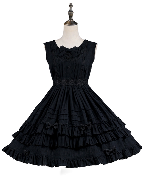 Girl Nelly Series JSK Elegant Cotton Jacquard Pure Color Sweet Lolita Sleeveless Dress