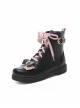 Cute Bowknot Short Boots Autumn Winter Flock Lining Sweet Lolita Inner Heightening Martin Boots