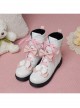 Cute Bowknot Short Boots Autumn Winter Flock Lining Sweet Lolita Inner Heightening Martin Boots