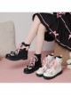 Cute Bowknot Short Boots Autumn Winter Flock Lining Sweet Lolita Inner Heightening Martin Boots