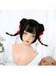 Nature Black Upturned Double Ponytail Tiger-Mouth-Clips Sweet Lolita Cute Short Wigs