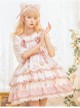 Rock Candy Cat Series JSK Cute Printing Three-stage Hem Sweet Lolita Sling Dress