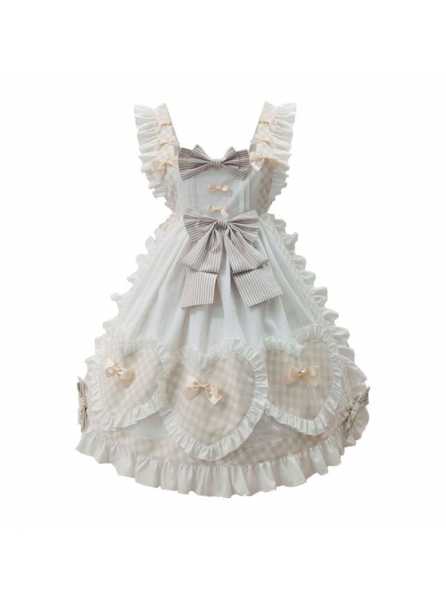 Alice Bunny Series OP Blue Plaid Doll Sleeve Bowknot Sweet Lolita Short Sleeve Dress