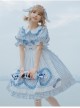 Alice Bunny Series OP Blue Plaid Doll Sleeve Bowknot Sweet Lolita Short Sleeve Dress