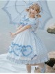 Alice Bunny Series OP Blue Plaid Doll Sleeve Bowknot Sweet Lolita Short Sleeve Dress