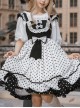 Polka Point Series JSK Bowknot Dot Printing Sweet Lolita Black White Sling Dress