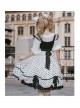 Polka Point Series JSK Bowknot Dot Printing Sweet Lolita Black White Sling Dress