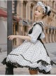 Polka Point Series JSK Bowknot Dot Printing Sweet Lolita Black White Sling Dress