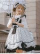 Polka Point Series JSK Bowknot Dot Printing Sweet Lolita Black White Sling Dress