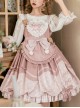 Bear Bakery Series JSK Plush Balls Bowknot Pink Dot Printing Sweet Lolita Sling Dress