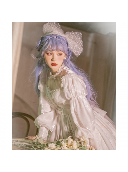 Pick The Stars Series OP Elegant Printing Classic Lolita Dreamy White Long Sleeve Dress