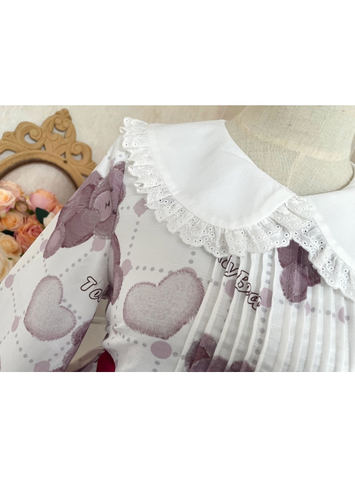 Doll Bear Series OP Doll Collar Cute Bears Printing Sweet Lolita Long Sleeve Dress