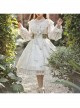 Look For Flower Letter Paper Series OP Light Yellow Pearl-Chiffon Elegant Printing Classic Lolita Long Sleeve Dress