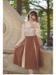 Ice Frost Series Improve Song Dynasty Hanfu Chinese Style Elements Daily Autumn Winter Beige Top Oil Painting Printing Vest Brown Skirt Three-Pieces Set