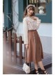 Ice Frost Series Improve Song Dynasty Hanfu Chinese Style Elements Daily Autumn Winter Beige Top Oil Painting Printing Vest Brown Skirt Three-Pieces Set