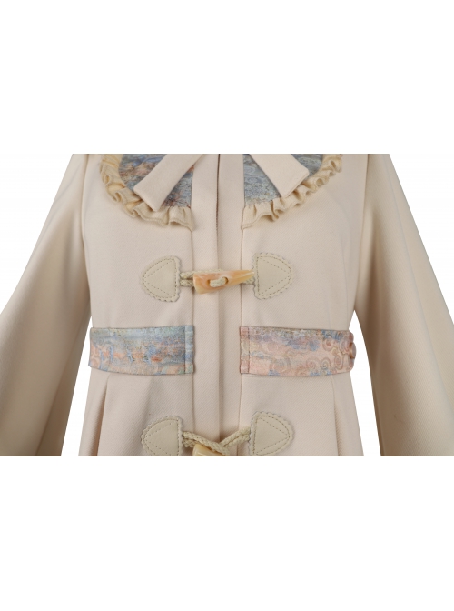 Ice Frost Series Lolita Chinese Elements Style Improve Song Dynasty Hanfu Daily Autumn Winter Beige Plush Collar Long Coat