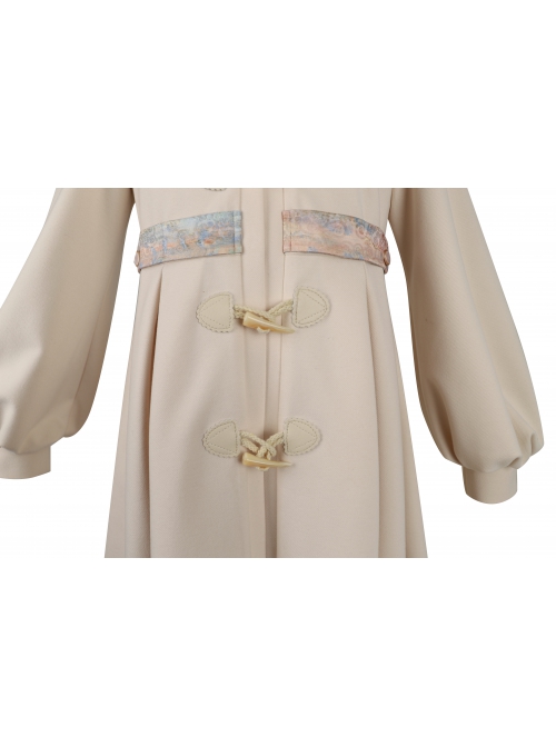 Ice Frost Series Lolita Chinese Elements Style Improve Song Dynasty Hanfu Daily Autumn Winter Beige Plush Collar Long Coat