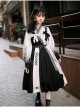 Twilight Forest Series Improve Hanfu Spider Web Printing Black White Chinese Elements Style Top Sling Dress Set