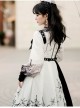 Twilight Forest Series Improve Hanfu Spider Web Printing Black White Chinese Elements Style Top Sling Dress Set