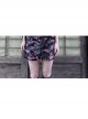 Lust Snake Series Pink Flowers Blackish Green Duckweed Jacquard Split Hem Gothic Sexy Sling Dress