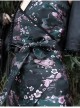 Lust Snake Series Pink Flowers Blackish Green Duckweed Jacquard Split Hem Gothic Sexy Sling Dress