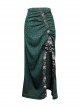 Lust Snake Series Serpentine Duckweed Jacquard Gothic Blackish Green Sexy Slim Split Hem Skirt