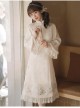 Star Moon Rabbit Series Cute Embroidery Han Element Long Sleeve Dress Autumn Winter Thicken White Improve Cheongsam