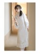 Star Moon Rabbit Series Cute Embroidery Han Element Long Sleeve Dress Autumn Winter Thicken White Improve Cheongsam