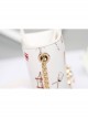 Japanese Style Lolita Graphic Print Decoration Pearl Metal Cat Shape Chain Square Bag