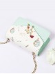 Japanese Style Lolita Graphic Print Decoration Pearl Metal Cat Shape Chain Square Bag