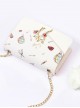 Japanese Style Lolita Graphic Print Decoration Pearl Metal Cat Shape Chain Square Bag