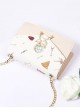 Japanese Style Lolita Graphic Print Decoration Pearl Metal Cat Shape Chain Square Bag