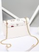 Japanese Style Lolita Graphic Print Decoration Pearl Metal Cat Shape Chain Square Bag