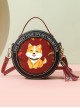 Lolita Cute Cartoon Puppy English Alphabet Print Decoration Round Tassel Bag